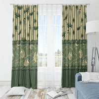 Hawaii Christmas In July Window Curtain Olive Green Mele Kalikimaka Sea Animals