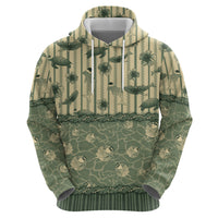 Hawaii Christmas In July Zip Hoodie Olive Green Mele Kalikimaka Sea Animals