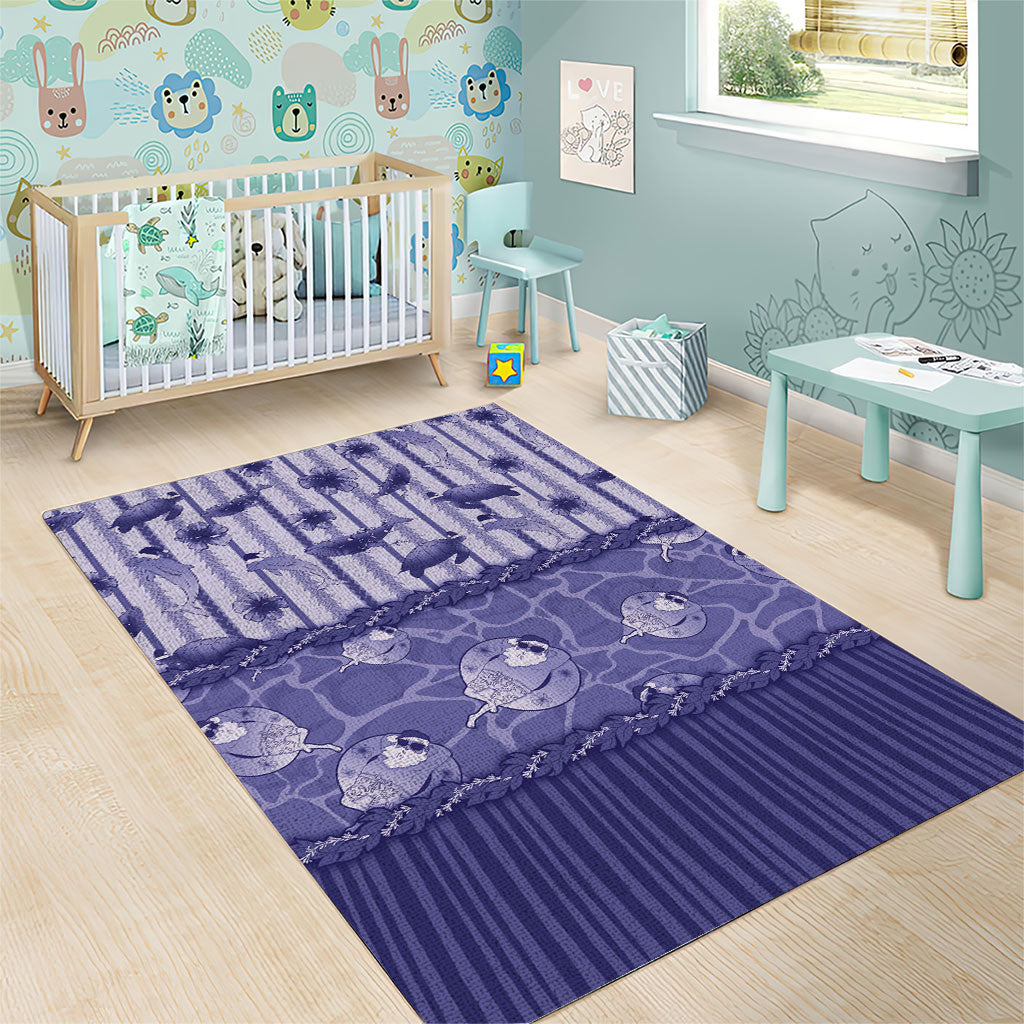 Hawaii Christmas In July Area Rug Amethyst Purple Mele Kalikimaka Sea Animals DT05 - Polynesian Pride