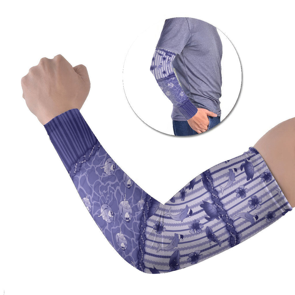 Hawaii Christmas In July Arm Sleeves Amethyst Purple Mele Kalikimaka Sea Animals