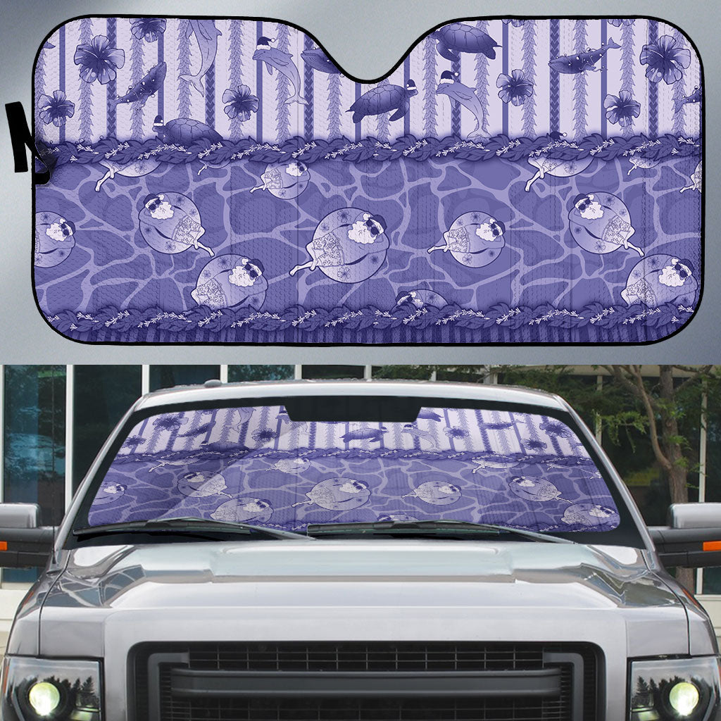 Hawaii Christmas In July Auto Sun Shade Amethyst Purple Mele Kalikimaka Sea Animals DT05 Purple - Polynesian Pride