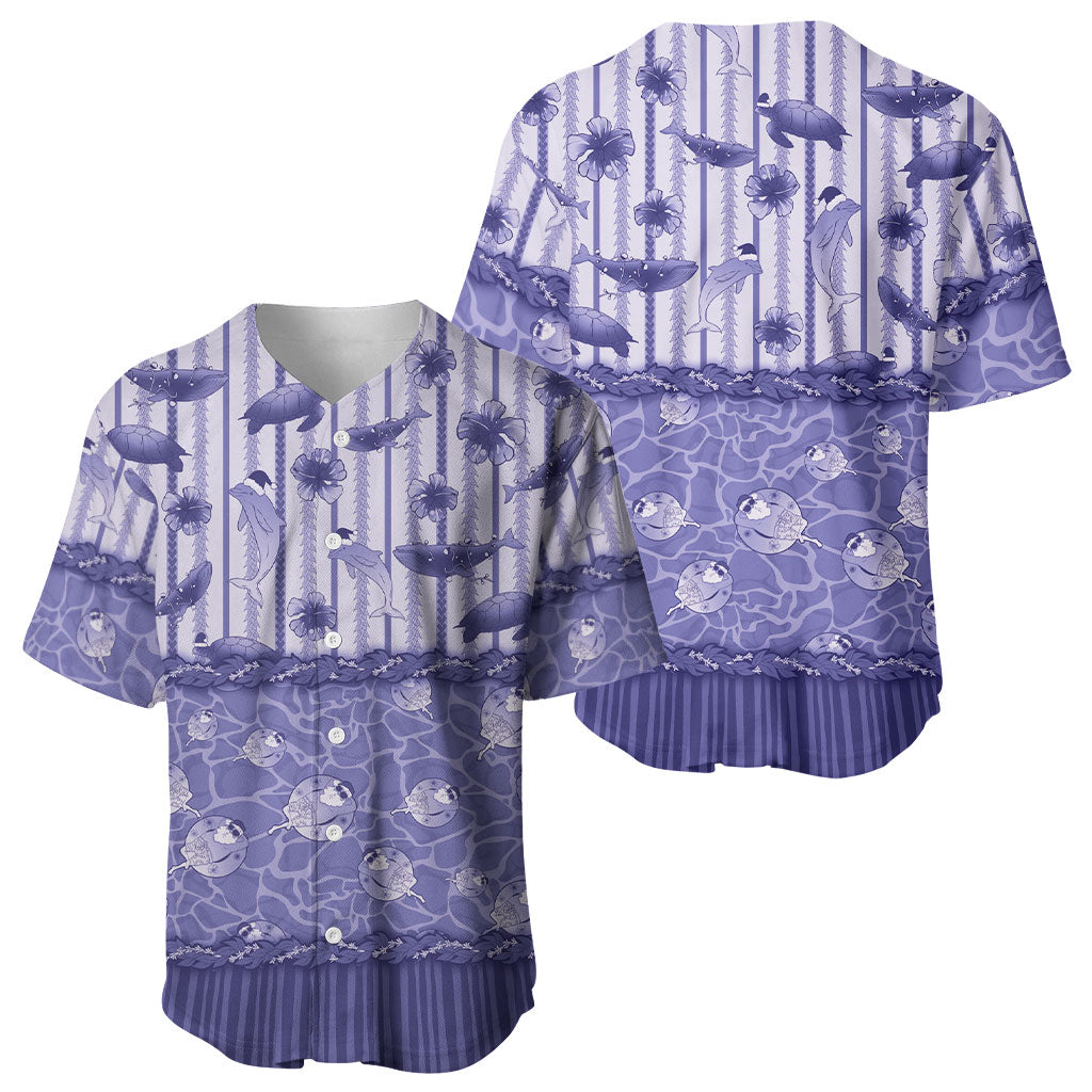 Hawaii Christmas In July Baseball Jersey Amethyst Purple Mele Kalikimaka Sea Animals DT05 - Polynesian Pride