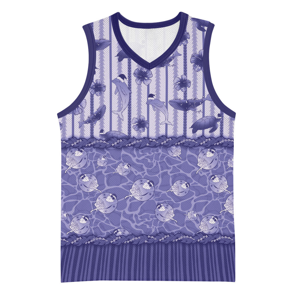 Hawaii Christmas In July Basketball Jersey Amethyst Purple Mele Kalikimaka Sea Animals