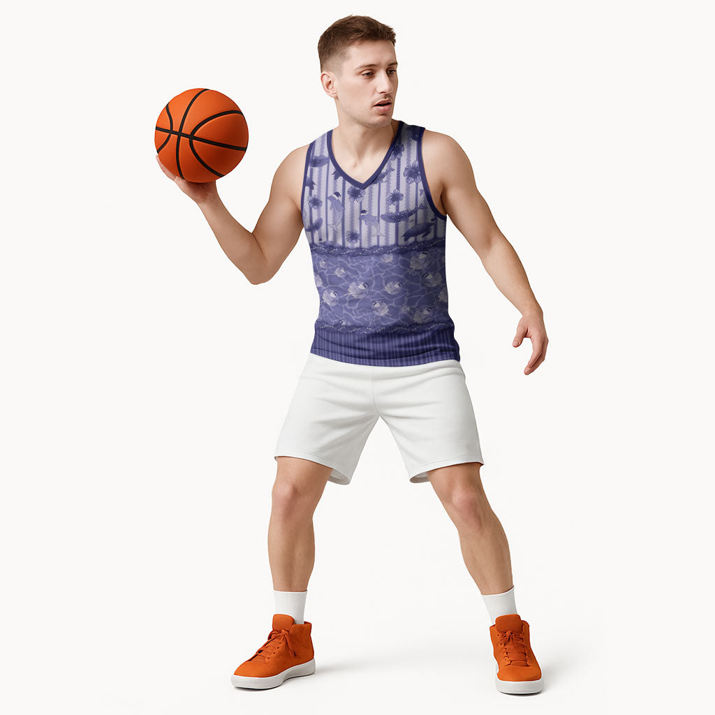 Hawaii Christmas In July Basketball Jersey Amethyst Purple Mele Kalikimaka Sea Animals