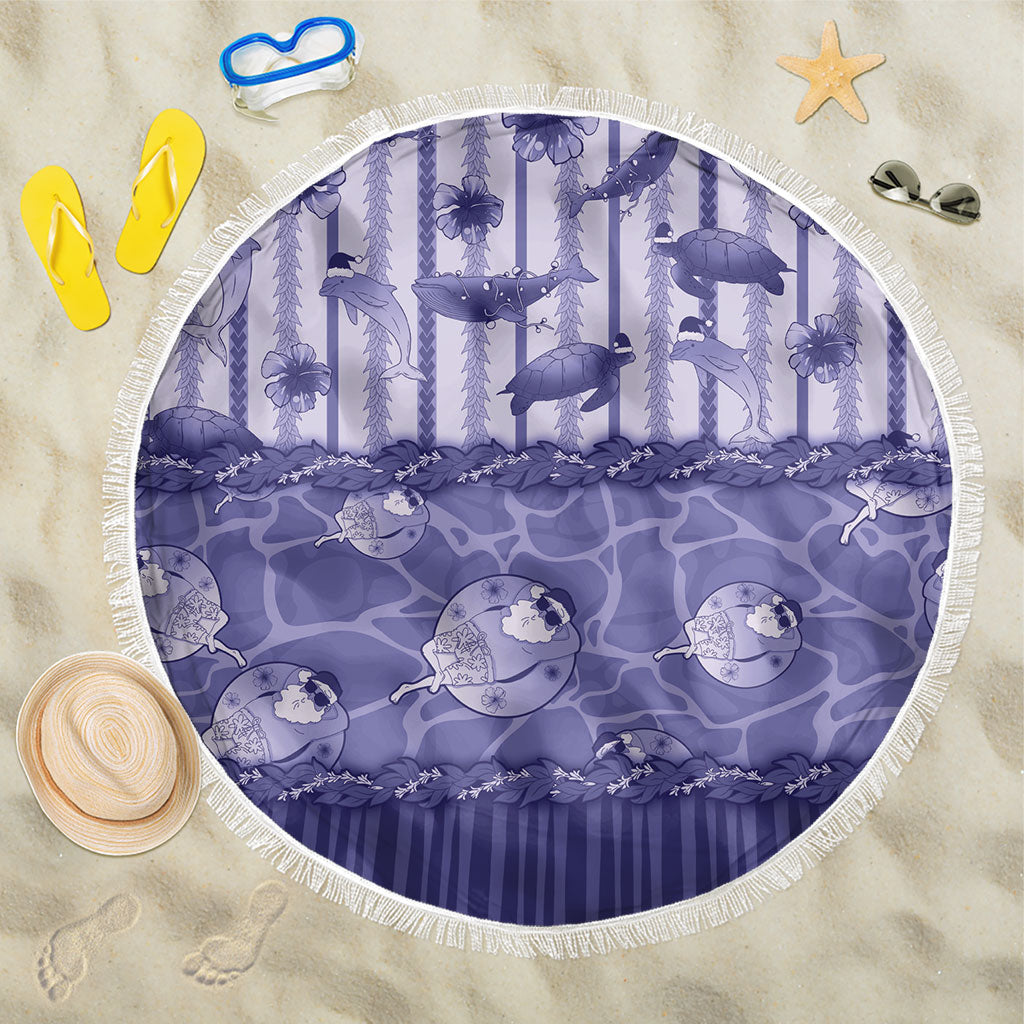 Hawaii Christmas In July Beach Blanket Amethyst Purple Mele Kalikimaka Sea Animals