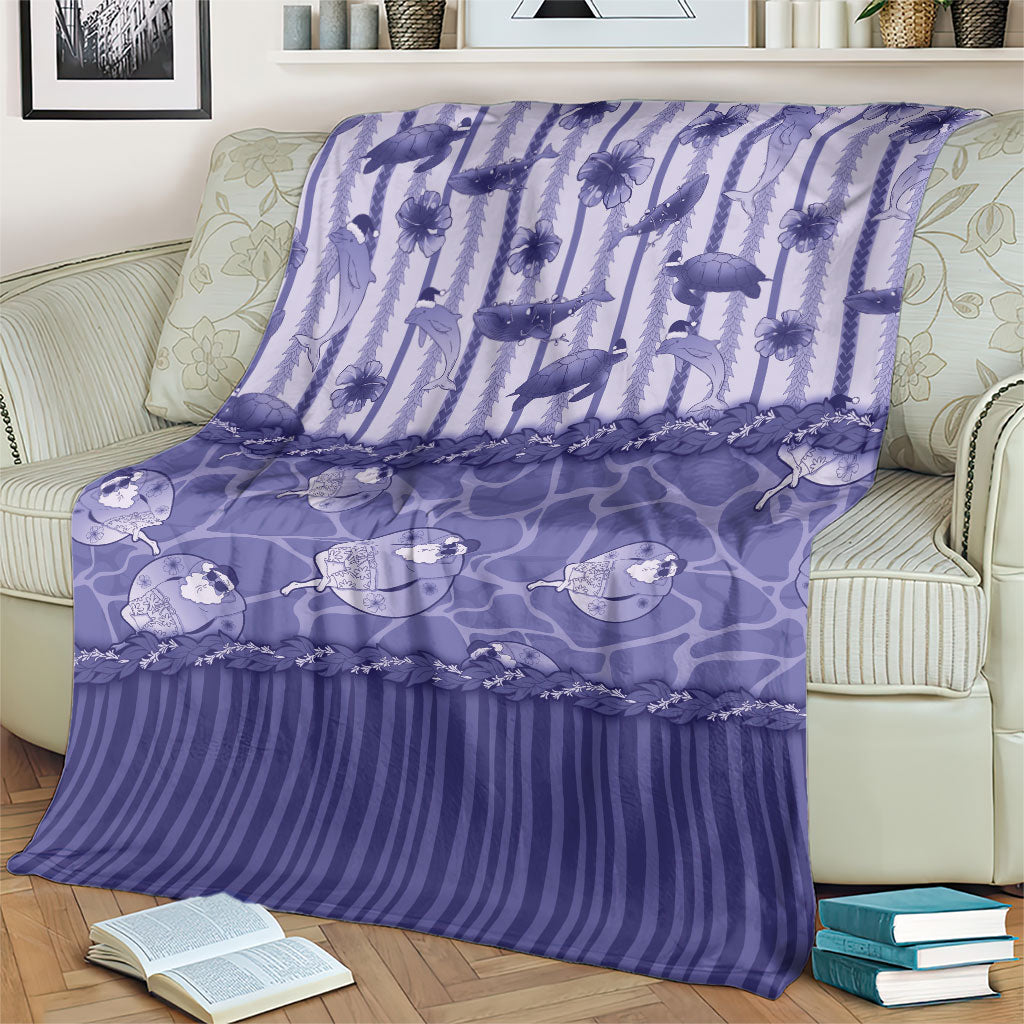 Hawaii Christmas In July Blanket Amethyst Purple Mele Kalikimaka Sea Animals