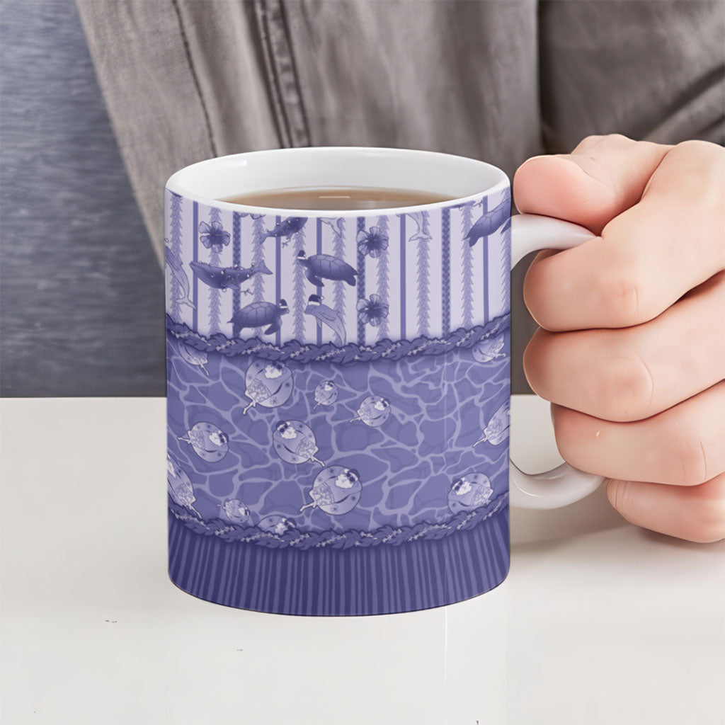 Hawaii Christmas In July Ceramic Mug Amethyst Purple Mele Kalikimaka Sea Animals