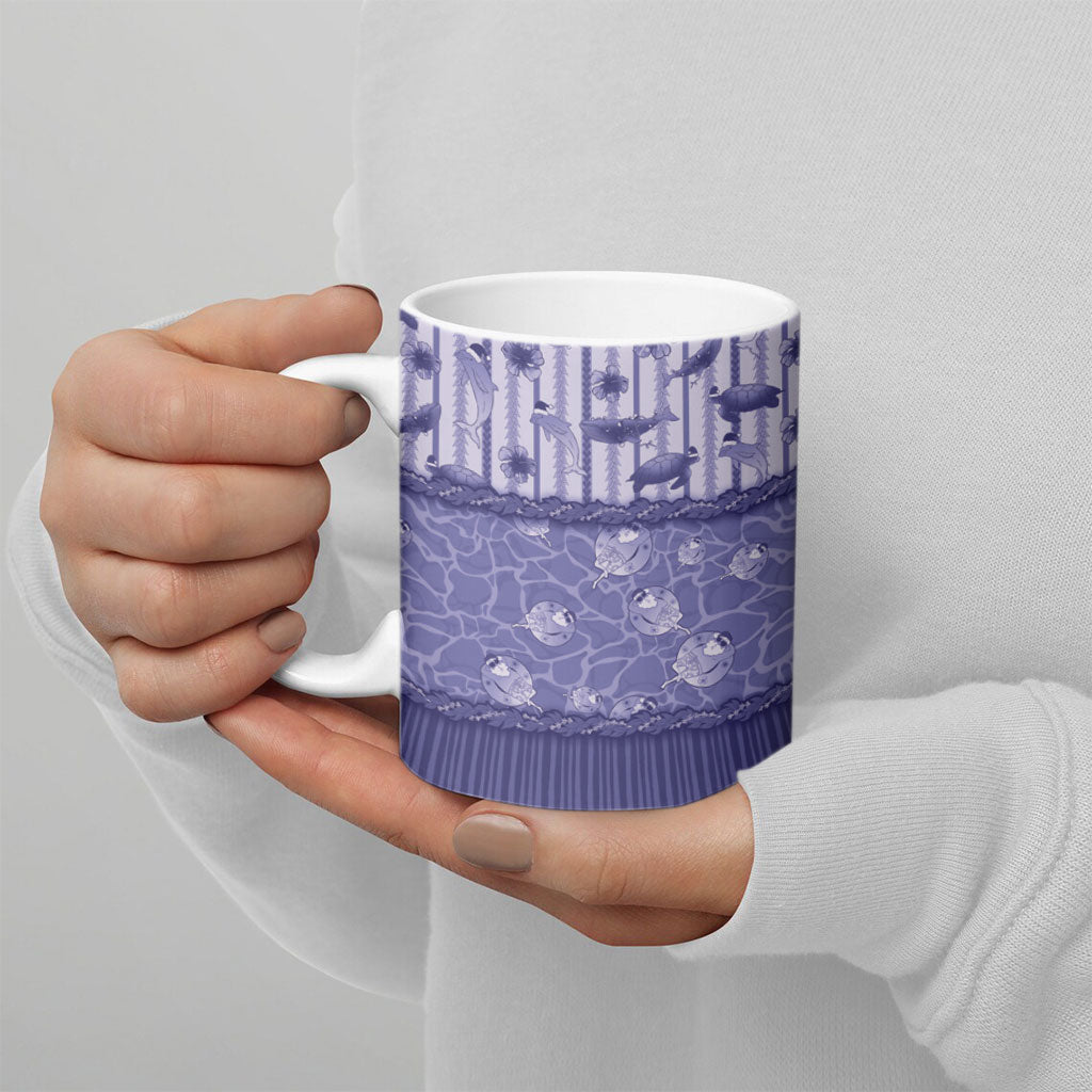 Hawaii Christmas In July Ceramic Mug Amethyst Purple Mele Kalikimaka Sea Animals