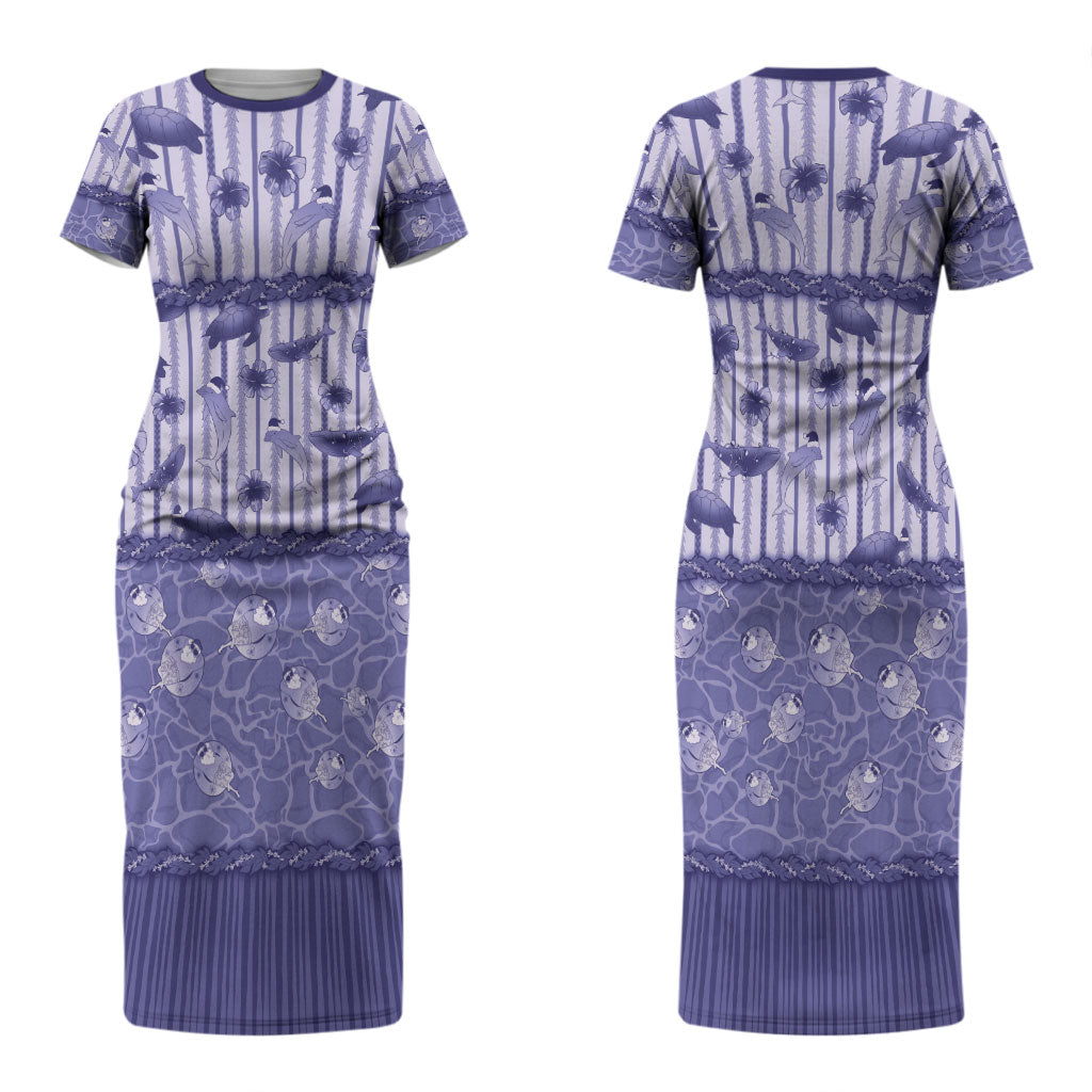 Hawaii Christmas In July Couples Matching Short Sleeve Bodycon Dress and Hawaiian Shirt Amethyst Purple Mele Kalikimaka Sea Animals DT05 - Polynesian Pride