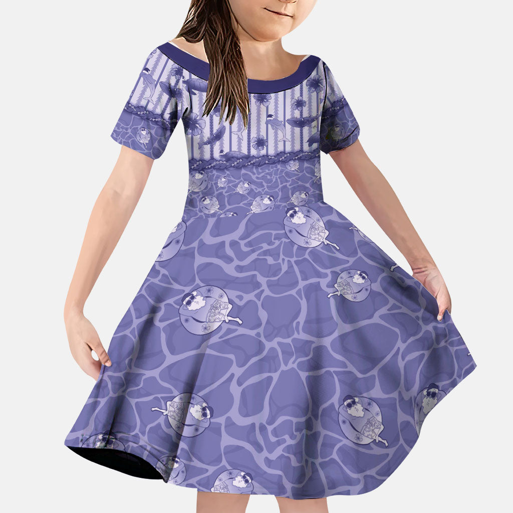 Hawaii Christmas In July Family Matching Puletasi and Hawaiian Shirt Amethyst Purple Mele Kalikimaka Sea Animals