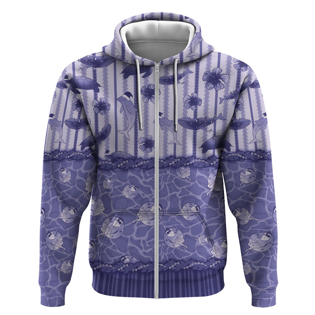 Hawaii Christmas In July Hoodie Amethyst Purple Mele Kalikimaka Sea Animals