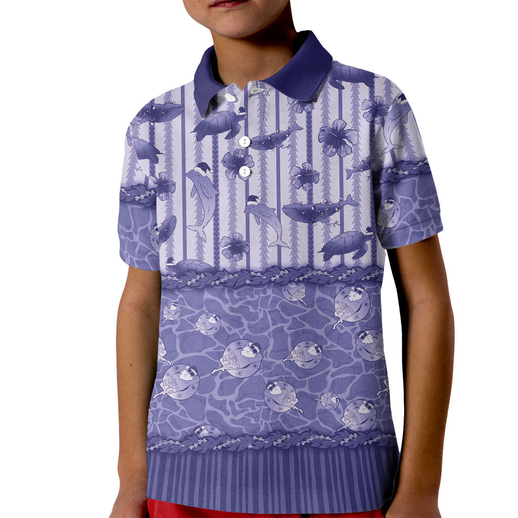 Hawaii Christmas In July Kid Polo Shirt Amethyst Purple Mele Kalikimaka Sea Animals