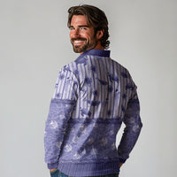 Hawaii Christmas In July Long Sleeve Polo Shirt Amethyst Purple Mele Kalikimaka Sea Animals