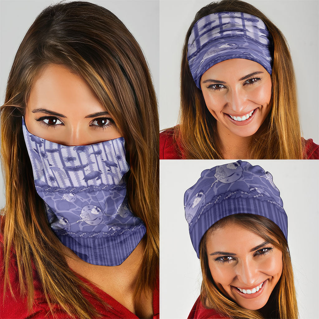 Hawaii Christmas In July Neck Gaiter Amethyst Purple Mele Kalikimaka Sea Animals DT05 - Polynesian Pride