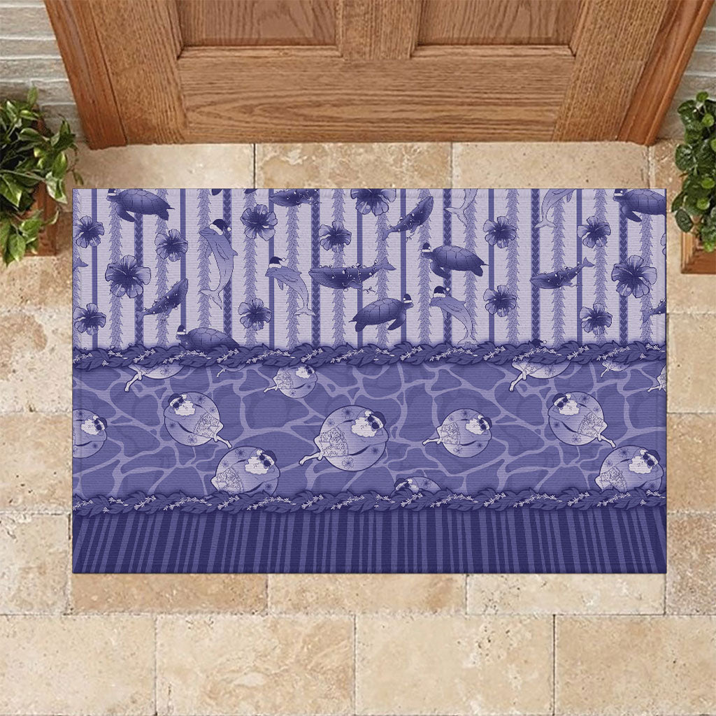 Hawaii Christmas In July Rubber Doormat Amethyst Purple Mele Kalikimaka Sea Animals DT05 Purple - Polynesian Pride