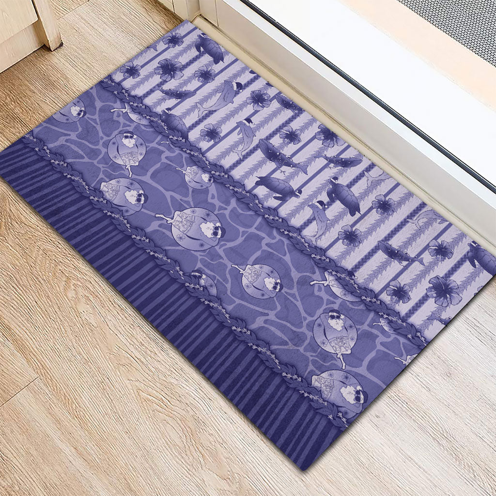 Hawaii Christmas In July Rubber Doormat Amethyst Purple Mele Kalikimaka Sea Animals DT05 - Polynesian Pride
