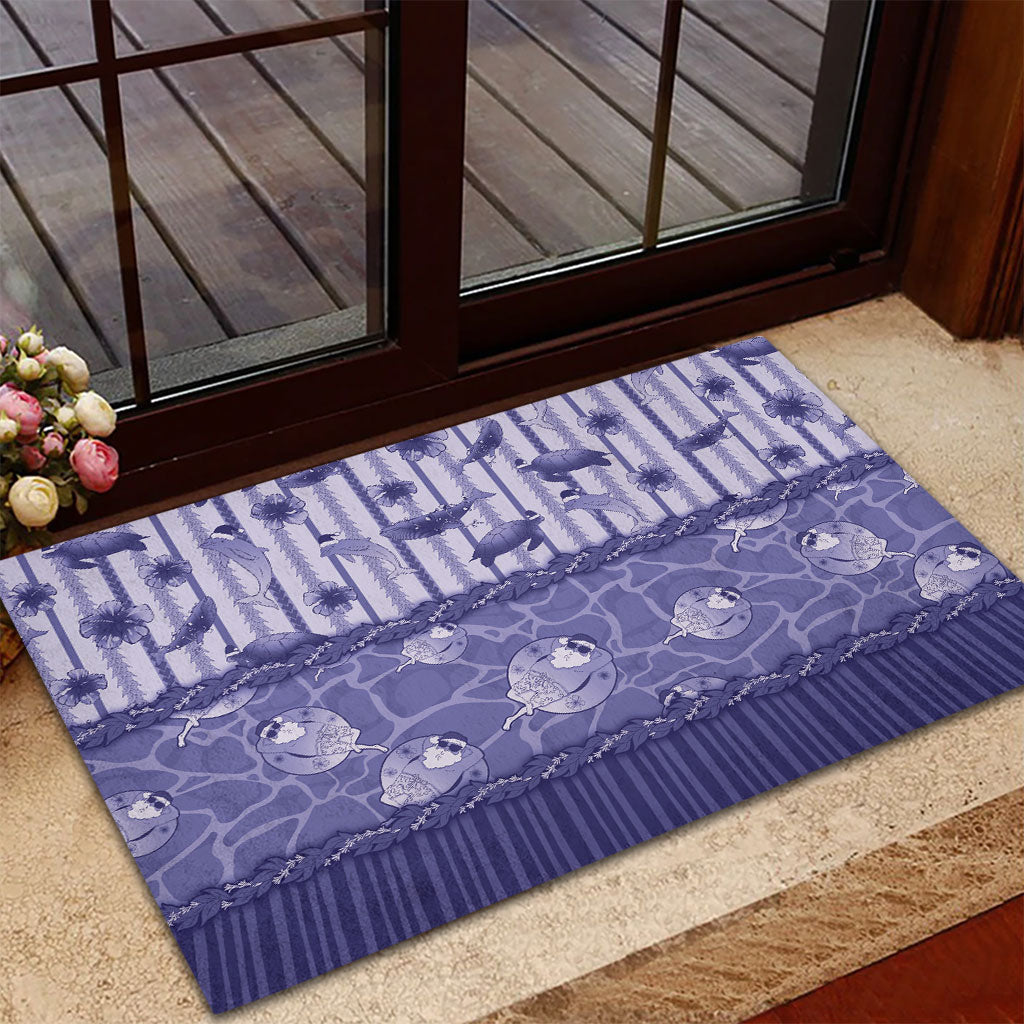 Hawaii Christmas In July Rubber Doormat Amethyst Purple Mele Kalikimaka Sea Animals DT05 - Polynesian Pride