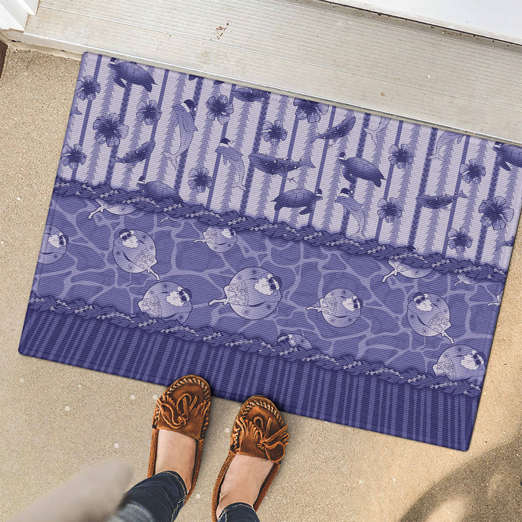 Hawaii Christmas In July Rubber Doormat Amethyst Purple Mele Kalikimaka Sea Animals DT05 - Polynesian Pride