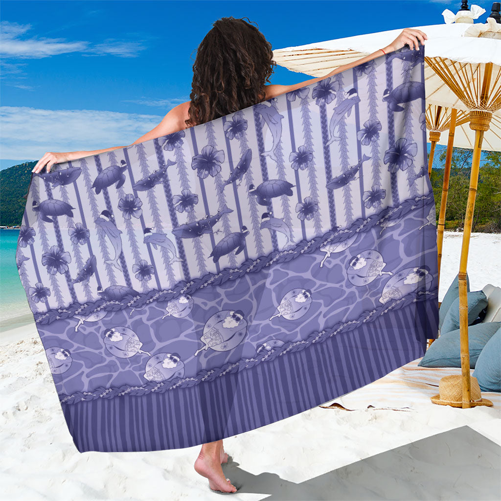 Hawaii Christmas In July Sarong Amethyst Purple Mele Kalikimaka Sea Animals DT05 One Size 44 x 66 inches Purple - Polynesian Pride