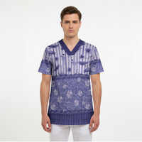 Hawaii Christmas In July Scrub Top Amethyst Purple Mele Kalikimaka Sea Animals