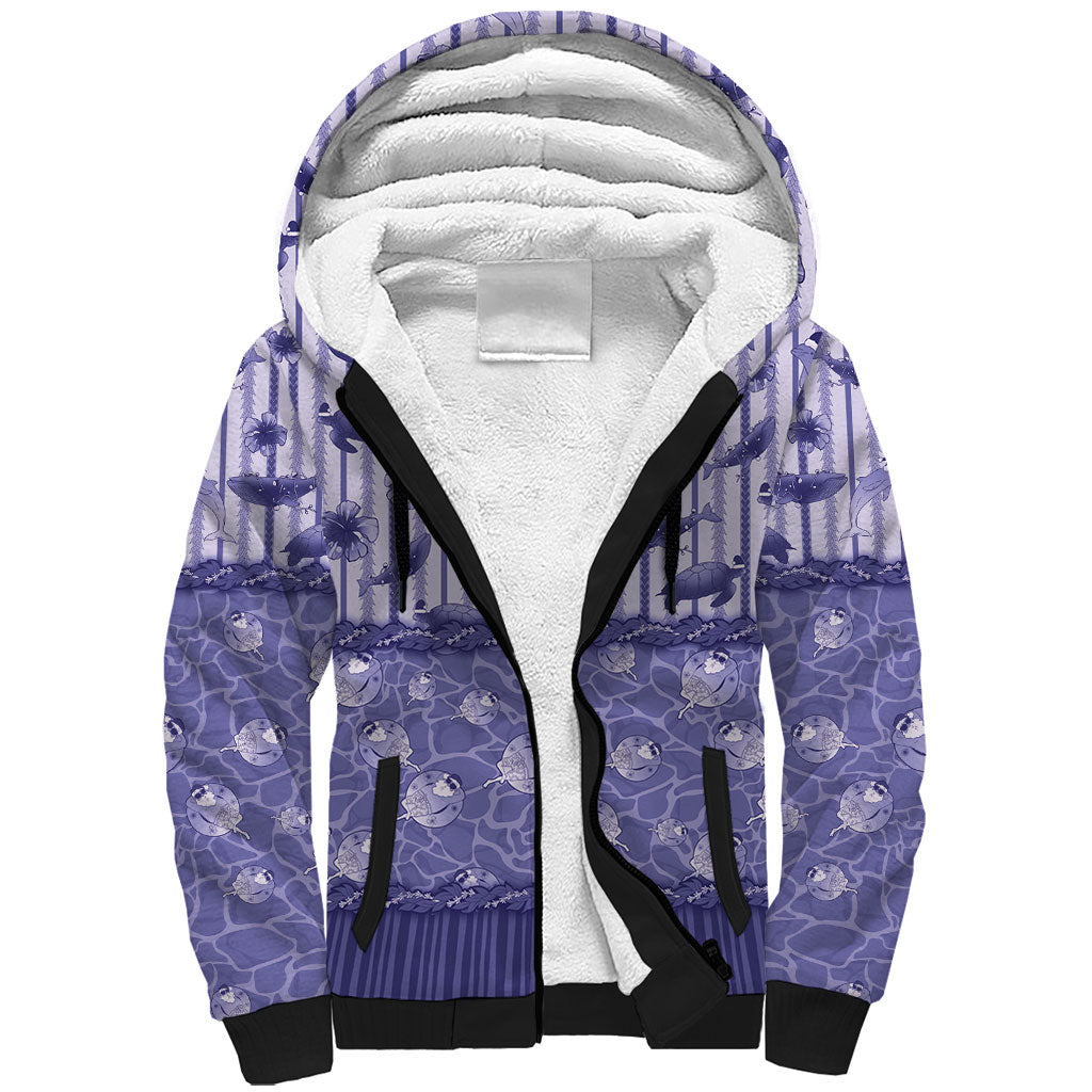 Hawaii Christmas In July Sherpa Hoodie Amethyst Purple Mele Kalikimaka Sea Animals