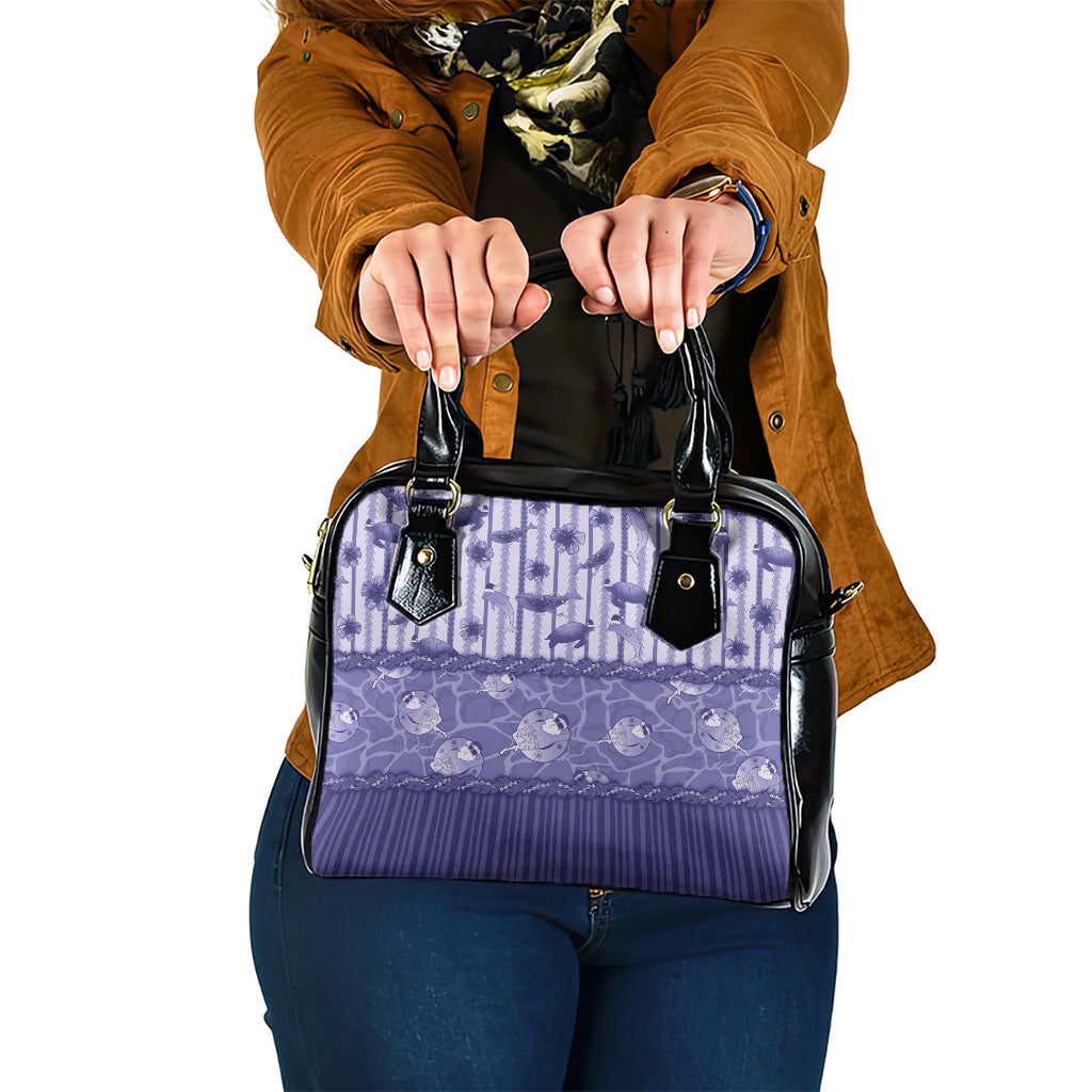 Hawaii Christmas In July Shoulder Handbag Amethyst Purple Mele Kalikimaka Sea Animals DT05 One Size Purple - Polynesian Pride