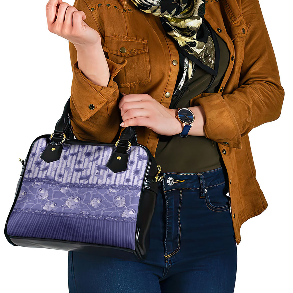 Hawaii Christmas In July Shoulder Handbag Amethyst Purple Mele Kalikimaka Sea Animals DT05 - Polynesian Pride