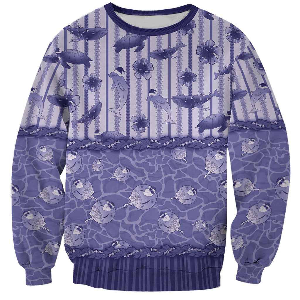 Hawaii Christmas In July Sweatshirt Amethyst Purple Mele Kalikimaka Sea Animals