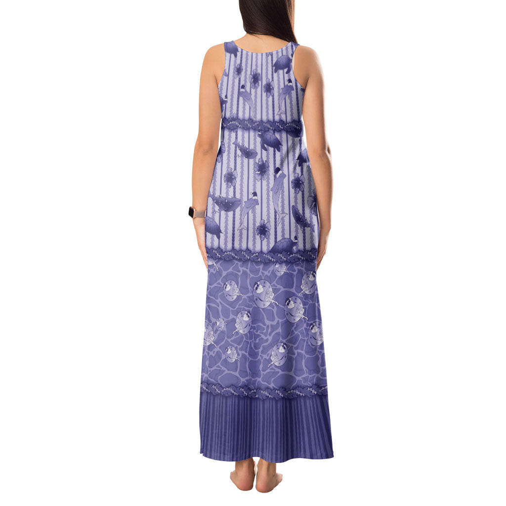 Hawaii Christmas In July Tank Maxi Dress Amethyst Purple Mele Kalikimaka Sea Animals
