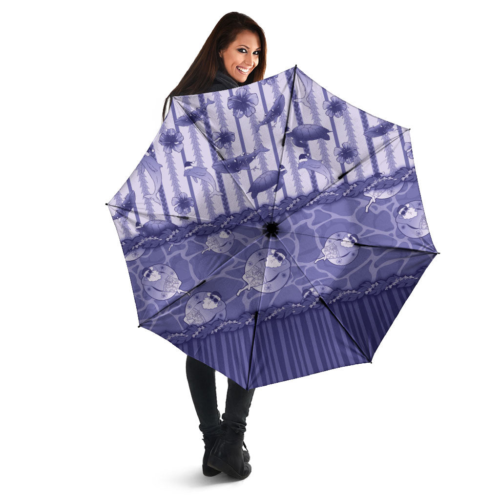 Hawaii Christmas In July Umbrella Amethyst Purple Mele Kalikimaka Sea Animals DT05 - Polynesian Pride