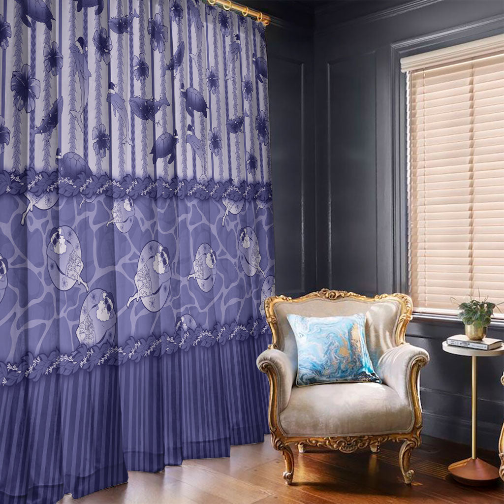 Hawaii Christmas In July Window Curtain Amethyst Purple Mele Kalikimaka Sea Animals DT05 - Polynesian Pride