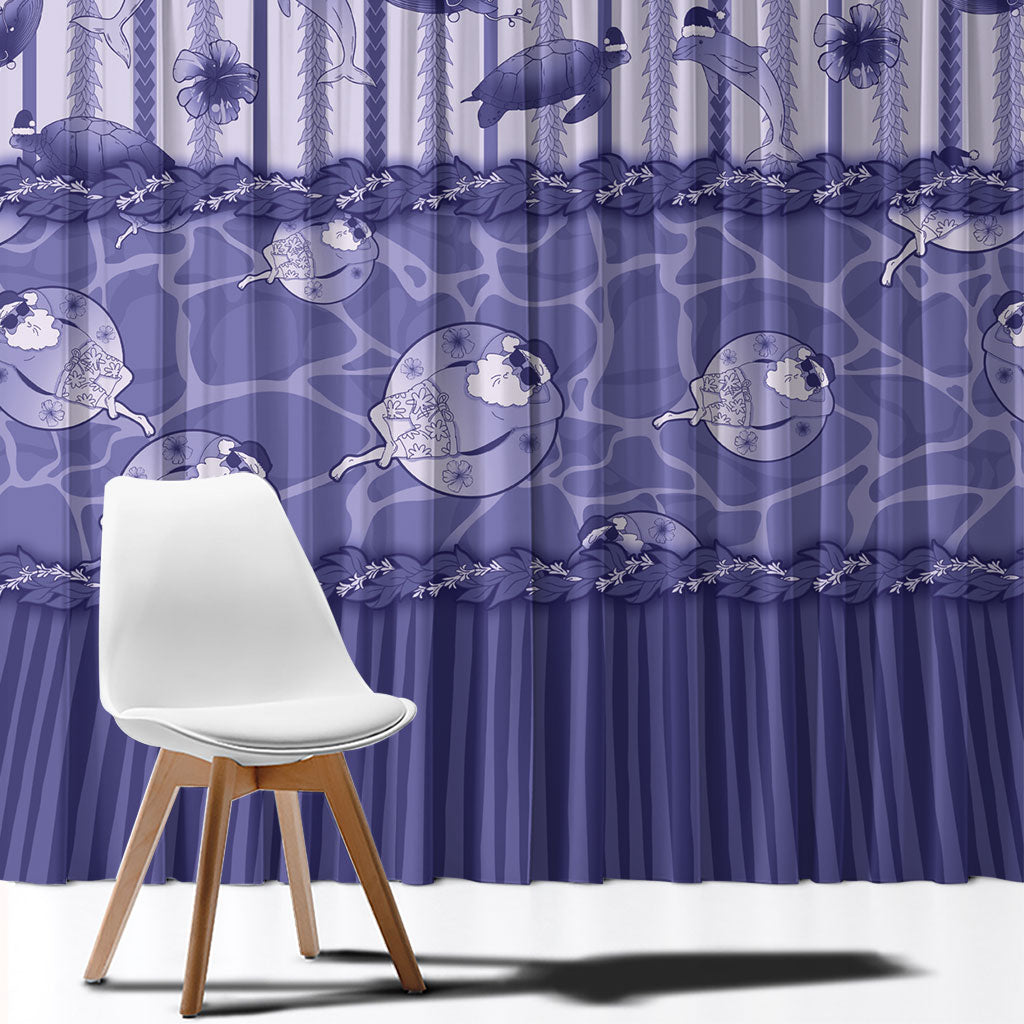 Hawaii Christmas In July Window Curtain Amethyst Purple Mele Kalikimaka Sea Animals DT05 - Polynesian Pride