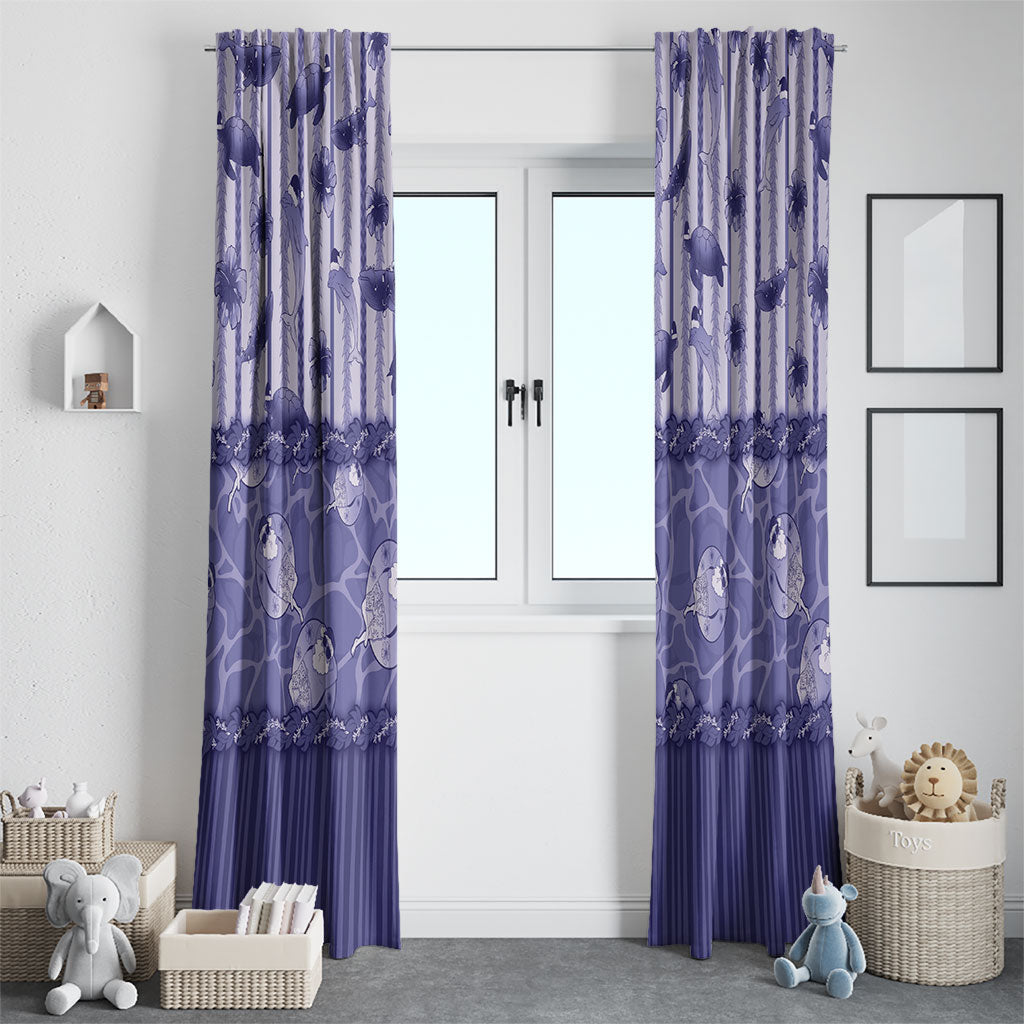 Hawaii Christmas In July Window Curtain Amethyst Purple Mele Kalikimaka Sea Animals DT05 - Polynesian Pride