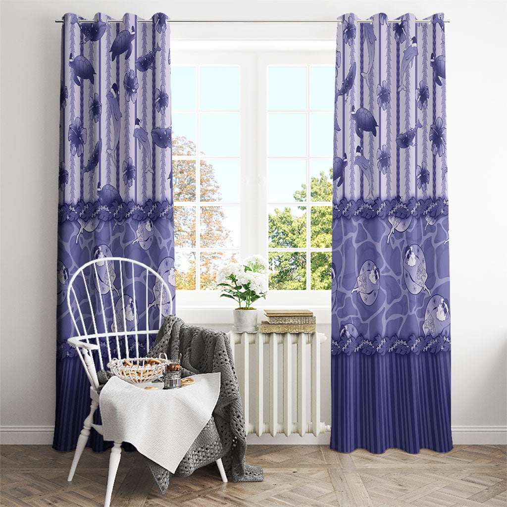 Hawaii Christmas In July Window Curtain Amethyst Purple Mele Kalikimaka Sea Animals DT05 - Polynesian Pride