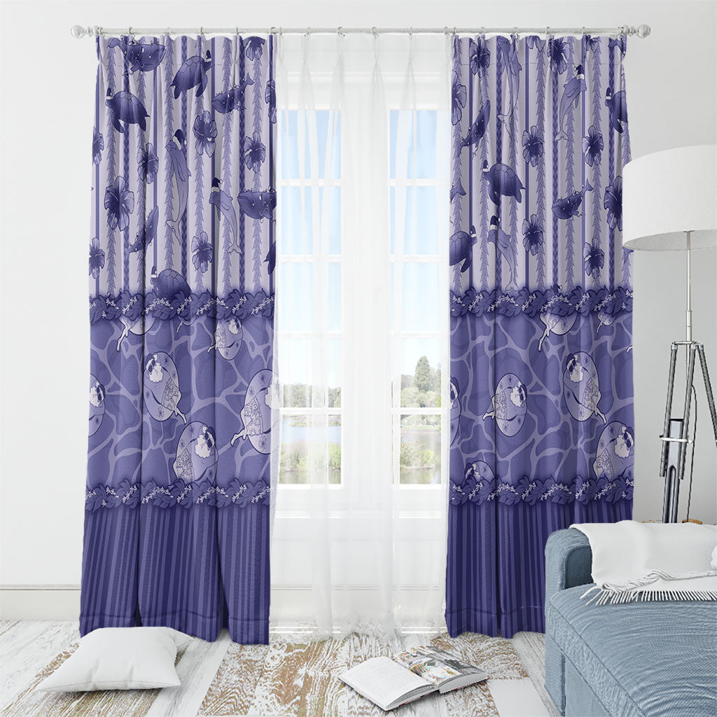 Hawaii Christmas In July Window Curtain Amethyst Purple Mele Kalikimaka Sea Animals DT05 - Polynesian Pride