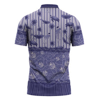 Hawaii Christmas In July Zipper Polo Shirt Amethyst Purple Mele Kalikimaka Sea Animals