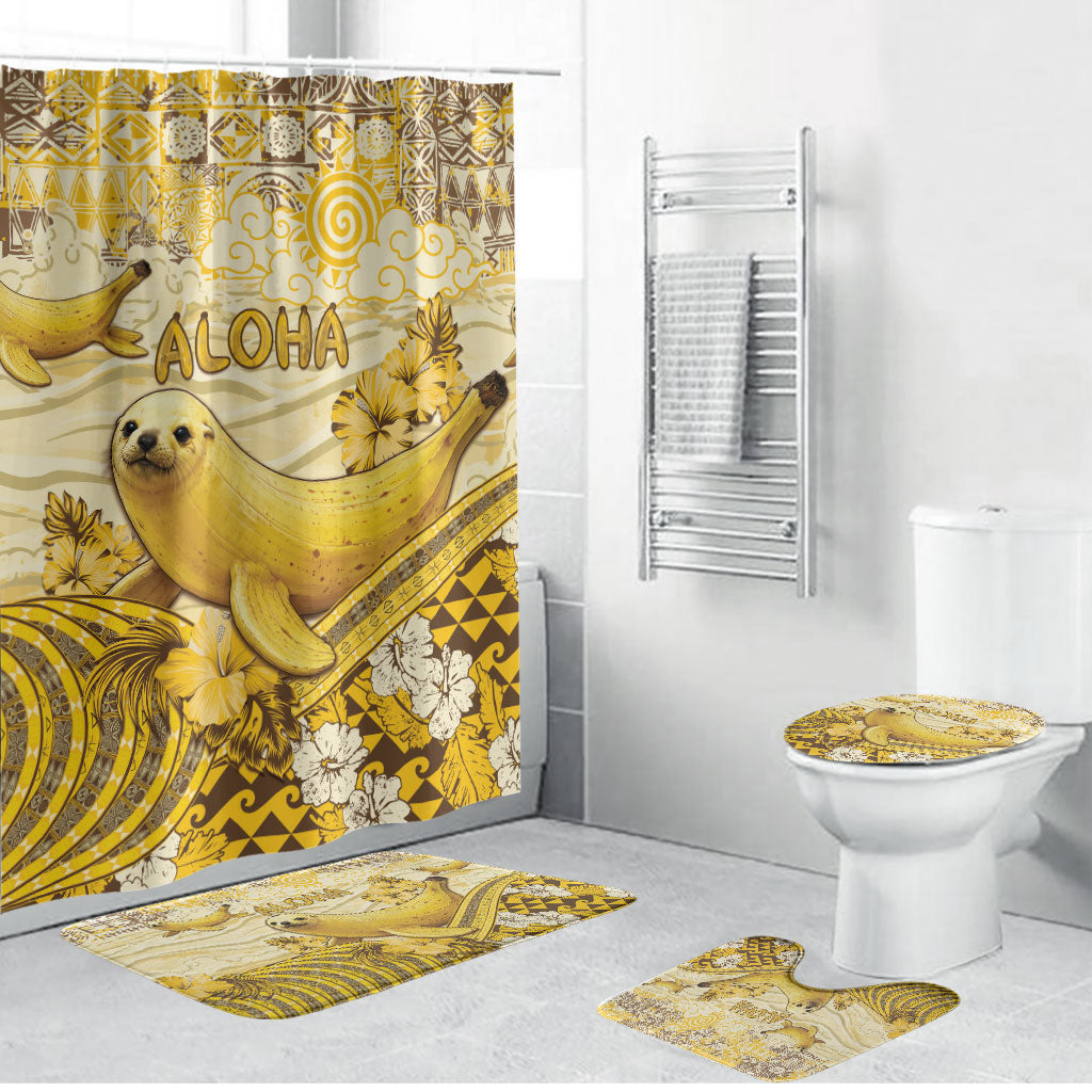 Hawaii Banana Seal Bathroom Set Ilio Holo I Ka Uaua Aloha DT05 Bathroom Set (4 pcs) Yellow - Polynesian Pride