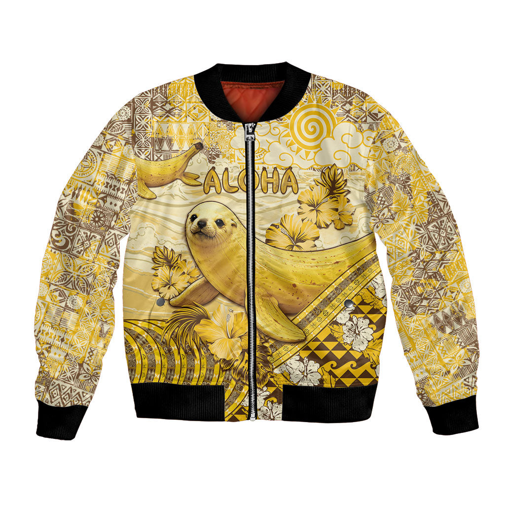 Hawaii Banana Seal Bomber Jacket Ilio Holo I Ka Uaua Aloha DT05 Unisex Yellow - Polynesian Pride