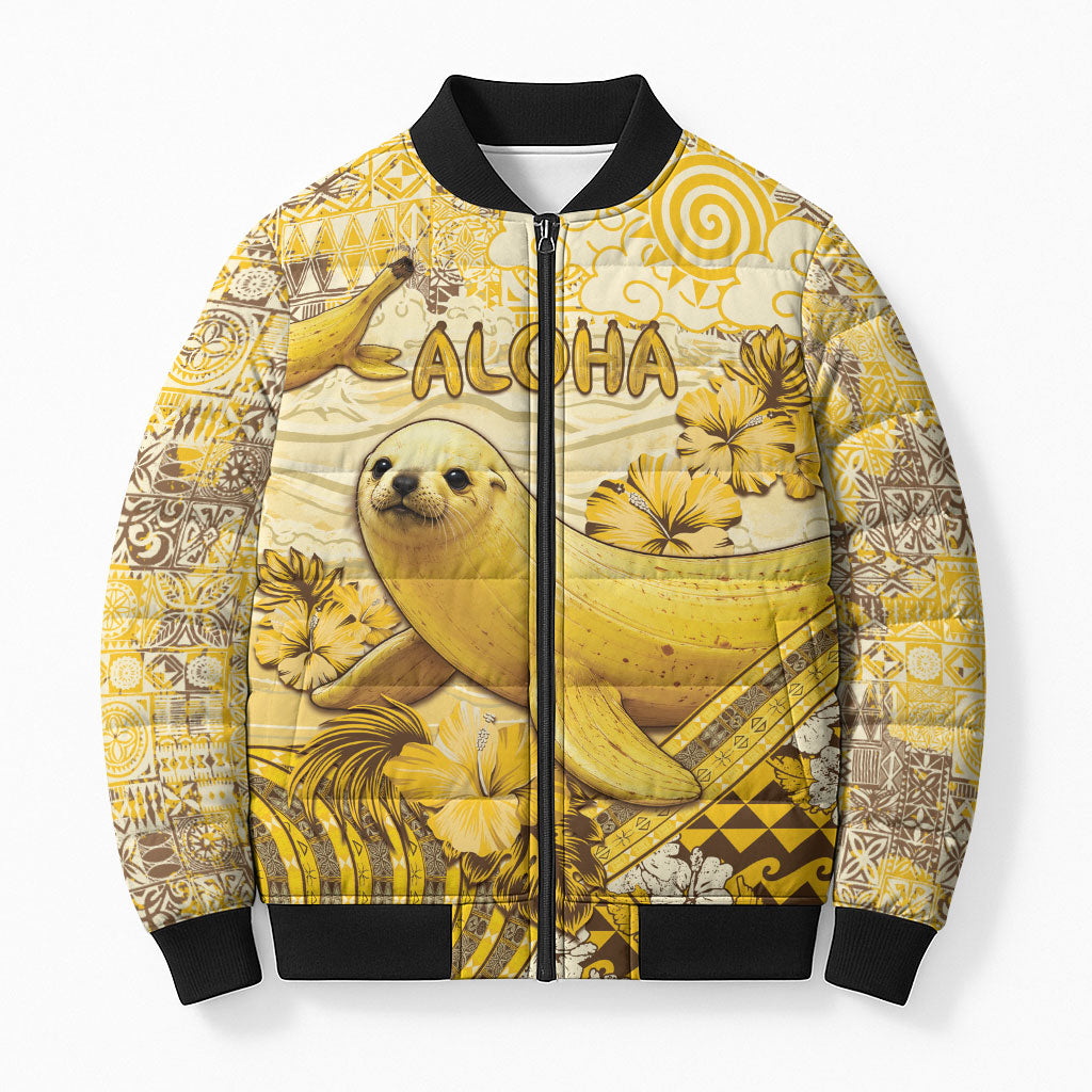 Hawaii Banana Seal Bomber Puffer Jacket Ilio Holo I Ka Uaua Aloha DT05 Unisex Yellow - Polynesian Pride