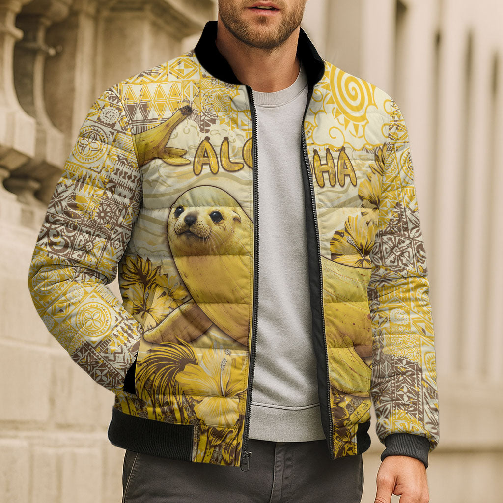 Hawaii Banana Seal Bomber Puffer Jacket Ilio Holo I Ka Uaua Aloha DT05 - Polynesian Pride