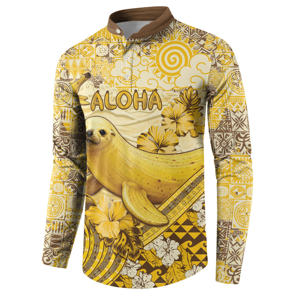 Hawaii Banana Seal Button Sweatshirt Ilio Holo I Ka Uaua Aloha DT05 - Polynesian Pride