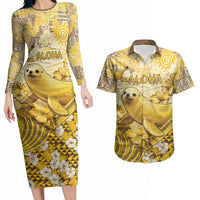 Hawaii Banana Seal Couples Matching Long Sleeve Bodycon Dress and Hawaiian Shirt Ilio Holo I Ka Uaua Aloha DT05 Yellow - Polynesian Pride