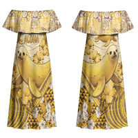 Hawaii Banana Seal Couples Matching Off Shoulder Maxi Dress and Hawaiian Shirt Ilio Holo I Ka Uaua Aloha DT05 - Polynesian Pride