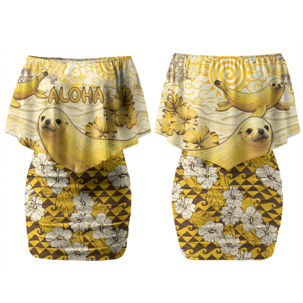 Hawaii Banana Seal Couples Matching Off Shoulder Short Dress and Hawaiian Shirt Ilio Holo I Ka Uaua Aloha DT05 - Polynesian Pride