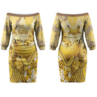Hawaii Banana Seal Couples Matching Off The Shoulder Long Sleeve Dress and Long Sleeve Button Shirt Ilio Holo I Ka Uaua Aloha DT05 - Polynesian Pride
