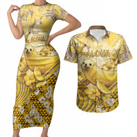 Hawaii Banana Seal Couples Matching Short Sleeve Bodycon Dress and Hawaiian Shirt Ilio Holo I Ka Uaua Aloha DT05 Yellow - Polynesian Pride