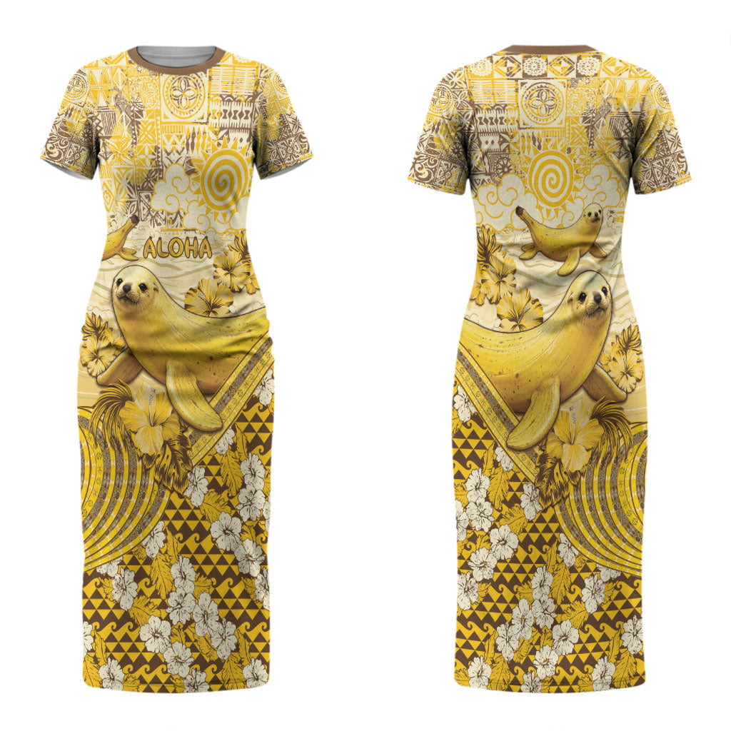 Hawaii Banana Seal Couples Matching Short Sleeve Bodycon Dress and Hawaiian Shirt Ilio Holo I Ka Uaua Aloha DT05 - Polynesian Pride