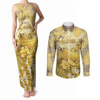 Hawaii Banana Seal Couples Matching Tank Maxi Dress and Long Sleeve Button Shirt Ilio Holo I Ka Uaua Aloha DT05 Yellow - Polynesian Pride