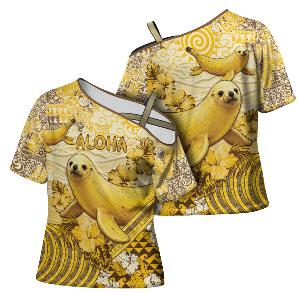 Hawaii Banana Seal Cross Shoulder Shirt Ilio Holo I Ka Uaua Aloha DT05 - Polynesian Pride
