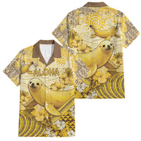 Hawaii Banana Seal Family Matching Mermaid Dress and Hawaiian Shirt Ilio Holo I Ka Uaua Aloha DT05 Dad's Shirt - Short Sleeve Yellow - Polynesian Pride